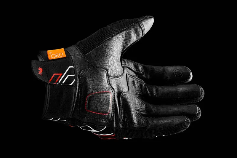 Gants Moto Cuir Homme Furygan JET NEON D3O® Noir-Blanc-Rouge | Été