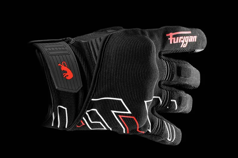 Gants Moto Cuir Homme Furygan JET NEON D3O® Noir-Blanc-Rouge | Été