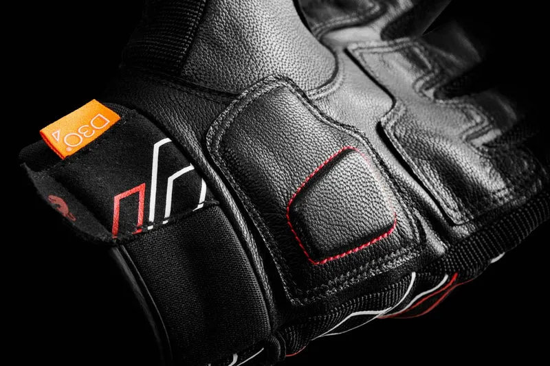 Gants Moto Cuir Homme Furygan JET NEON D3O® Noir-Blanc-Rouge | Été