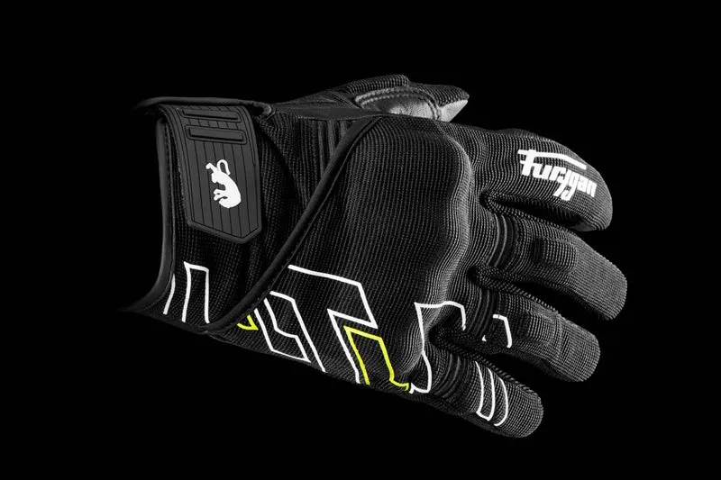 Gants Moto Cuir Homme Furygan JET NEON D3O® Noir-Blanc-Jaune Neon-Noir-Blanc-Jaune | Été