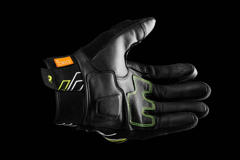 Gants Moto Cuir Homme Furygan JET NEON D3O® Noir-Blanc-Jaune Neon-Noir-Blanc-Jaune | Été