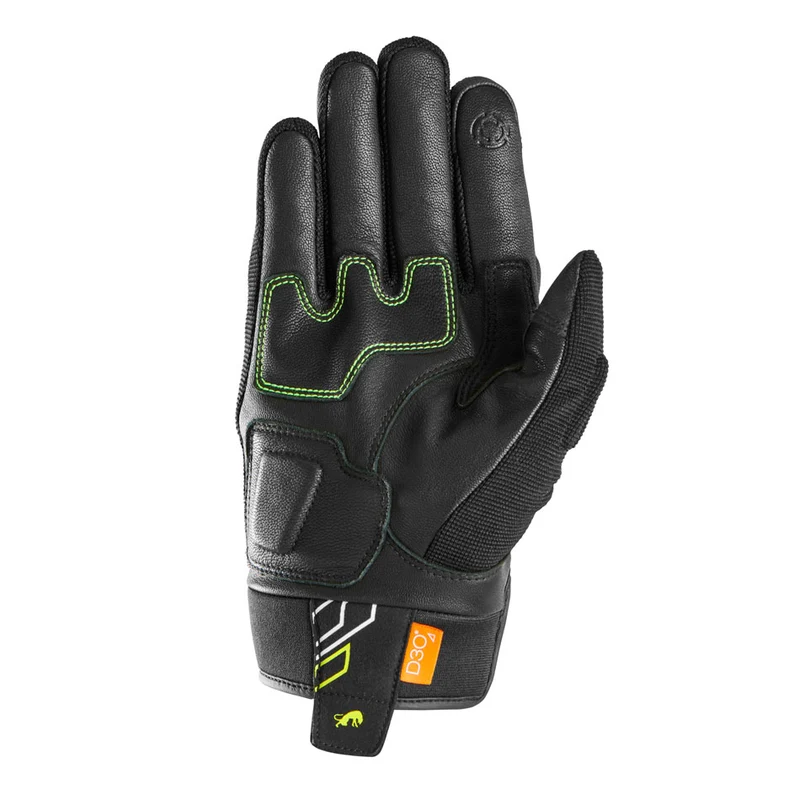 Gants Moto Cuir Homme Furygan JET NEON D3O® Noir-Blanc-Jaune Neon-Noir-Blanc-Jaune | Été
