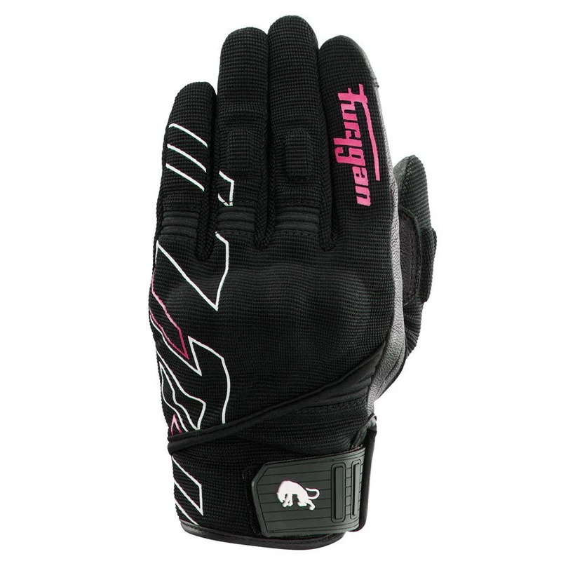 Gants Moto Cuir Femme Furygan JET NEON D3O® LADY Noir-Blanc-Rose | Été