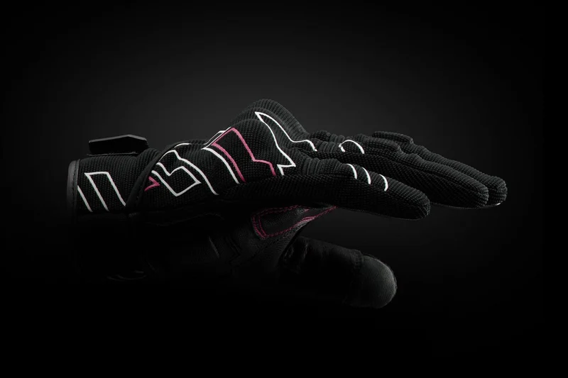 Gants Moto Cuir Femme Furygan JET NEON D3O® LADY Noir-Blanc-Rose | Été