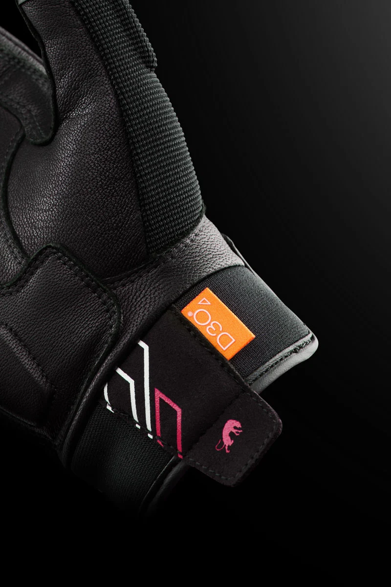 Gants Moto Cuir Femme Furygan JET NEON D3O® LADY Noir-Blanc-Rose | Été