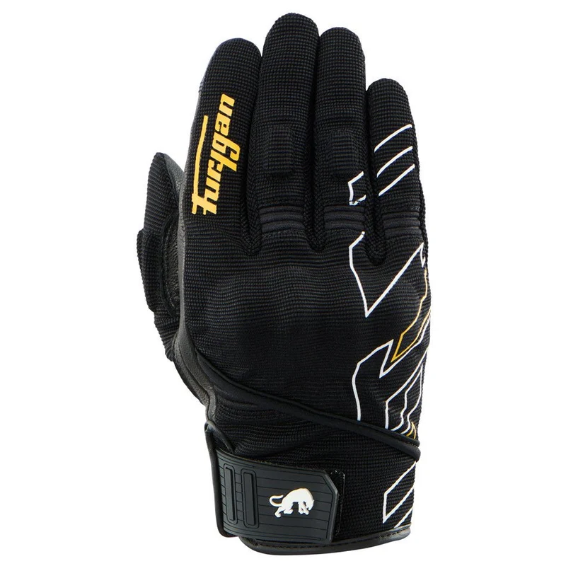 Gants Moto Cuir Femme Furygan JET NEON D3O® LADY Noir-Blanc-Or | Été