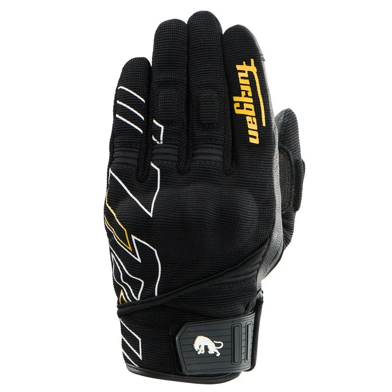 Gants Moto Cuir Femme Furygan JET NEON D3O® LADY Noir-Blanc-Or | Été