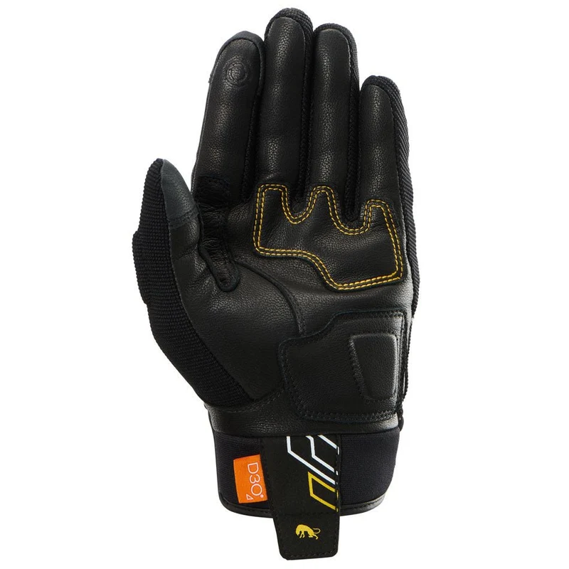 Gants Moto Cuir Femme Furygan JET NEON D3O® LADY Noir-Blanc-Or | Été