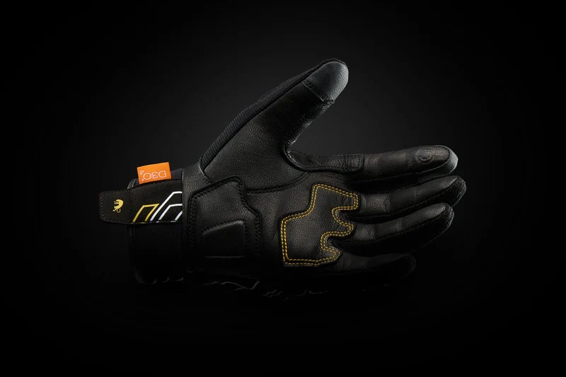 Gants Moto Cuir Femme Furygan JET NEON D3O® LADY Noir-Blanc-Or | Été