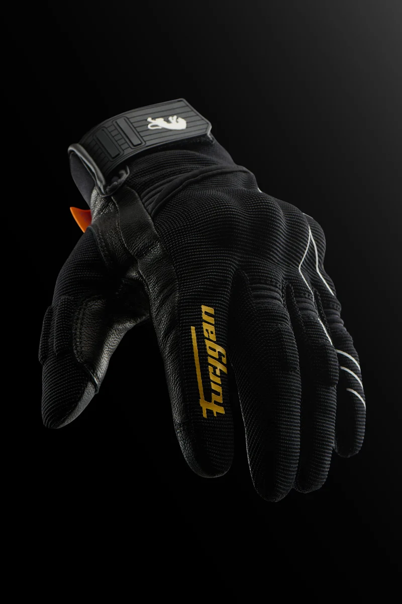 Gants Moto Cuir Femme Furygan JET NEON D3O® LADY Noir-Blanc-Or | Été