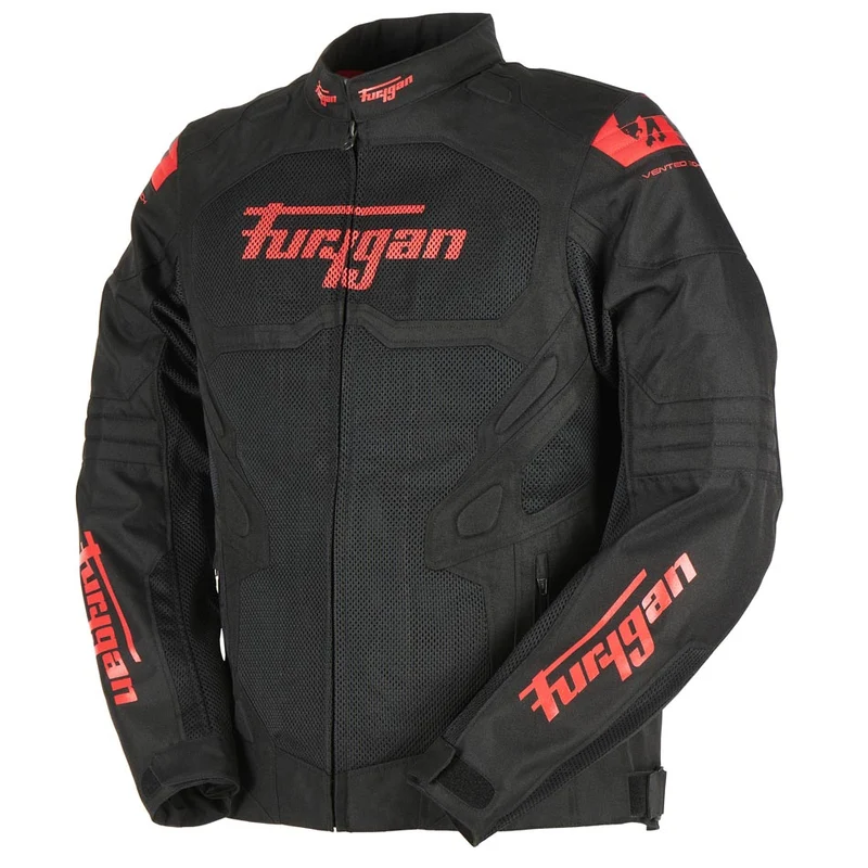 Blouson Moto Homme Furygan ATOM VENTED EVO Noir-Rouge — CE A | Été