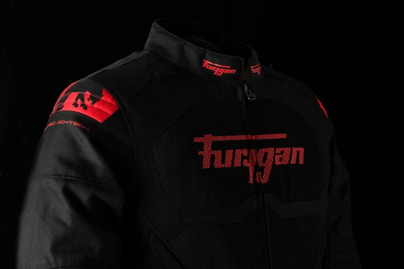 Blouson Moto Homme Furygan ATOM VENTED EVO Noir-Rouge — CE A | Été