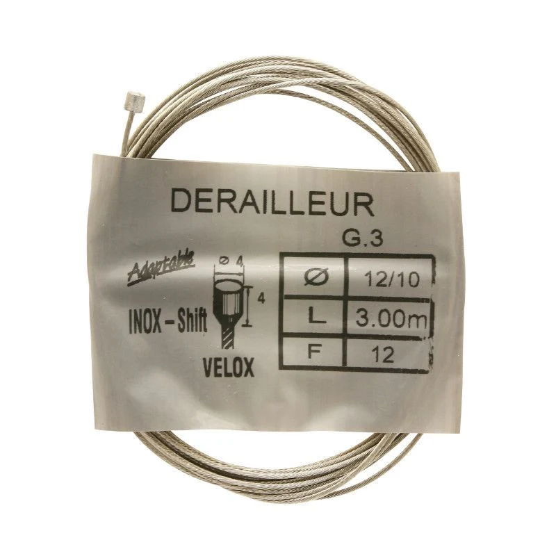 CABLE DE DERAILLEUR VELOX INOX POUR SHIMANO 12/10 3,00M (BOITE DE 25 CABLES)