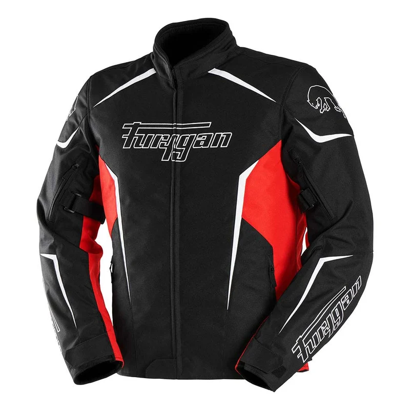 Blouson Moto Homme Furygan YORI Noir-Rouge-Blanc — CE AA