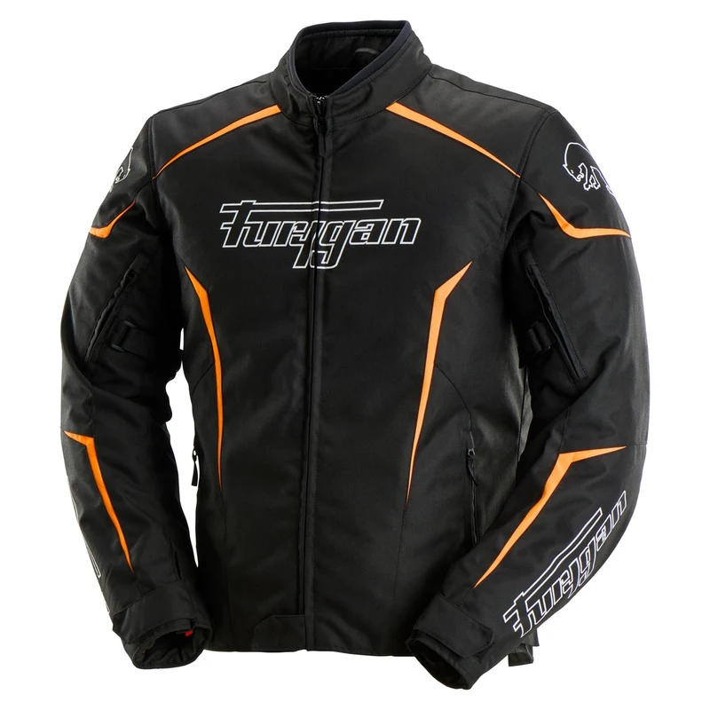 Blouson Moto Homme Furygan YORI Noir-Blanc-Orange stab — CE AA