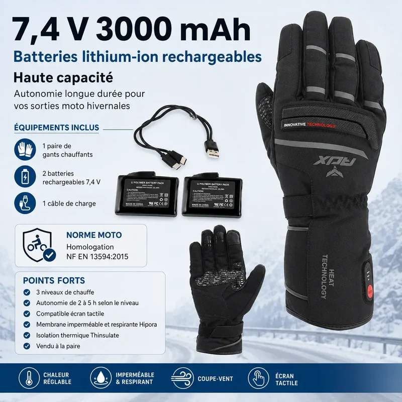 Gants Chauffants Moto Hiver | HeatPro™