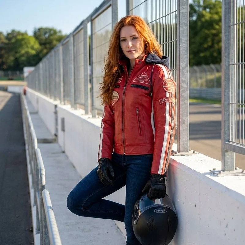 Blouson cuir moto femme style vintage | LEGENDARY 58™ Rouge