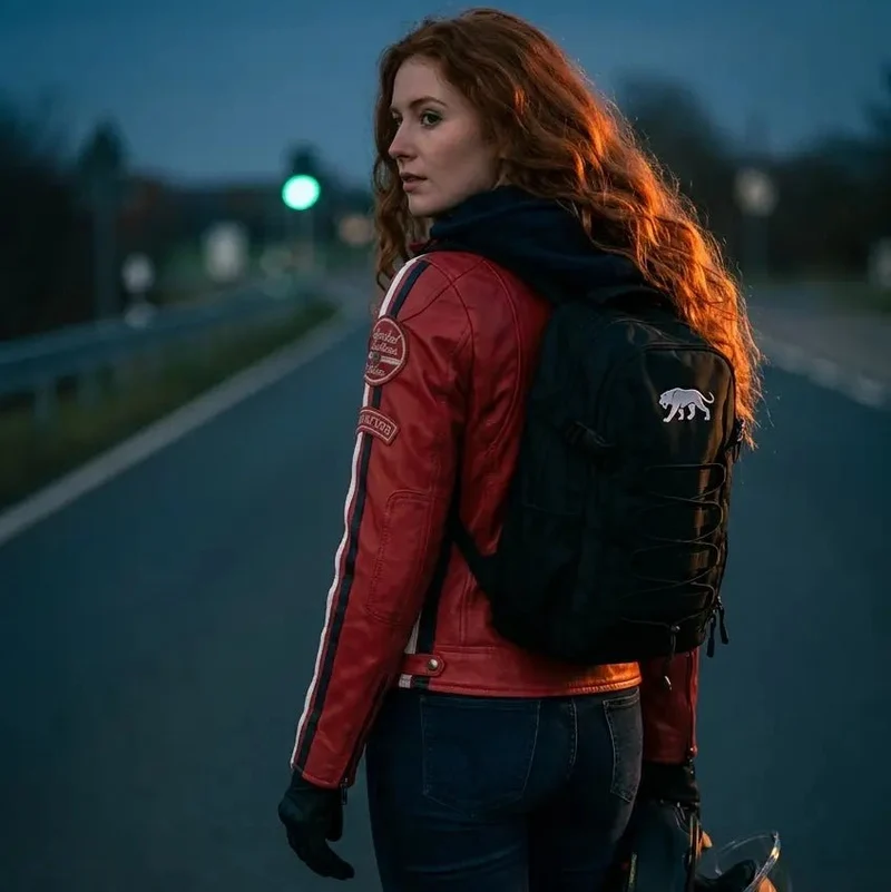 Blouson cuir moto femme style vintage | LEGENDARY 58™ Rouge