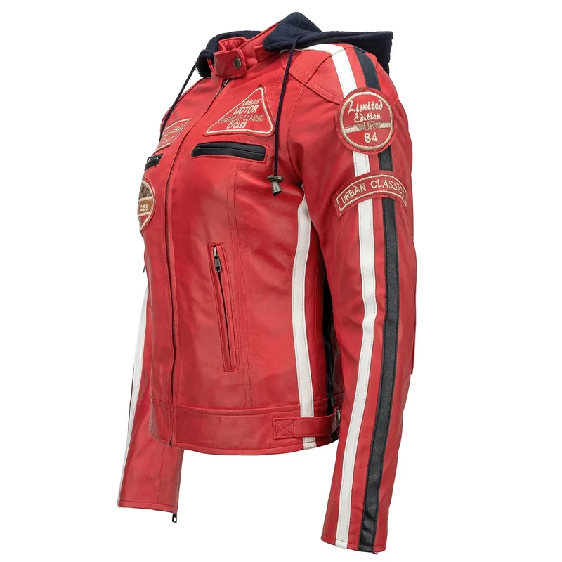 Blouson cuir moto femme style vintage | LEGENDARY 58™ Rouge