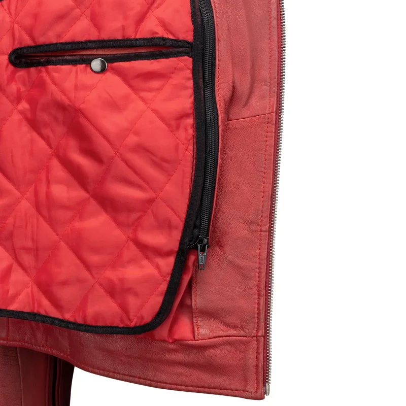 Blouson cuir moto femme style vintage | LEGENDARY 58™ Rouge