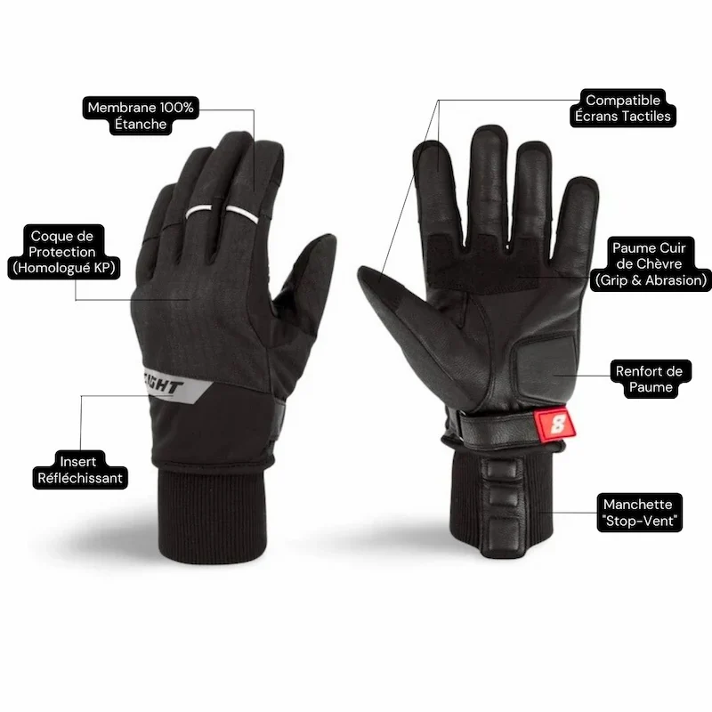 Gants Moto Hiver ASGARD : Cuir, Étanche & Manchette "Stop-Vent"