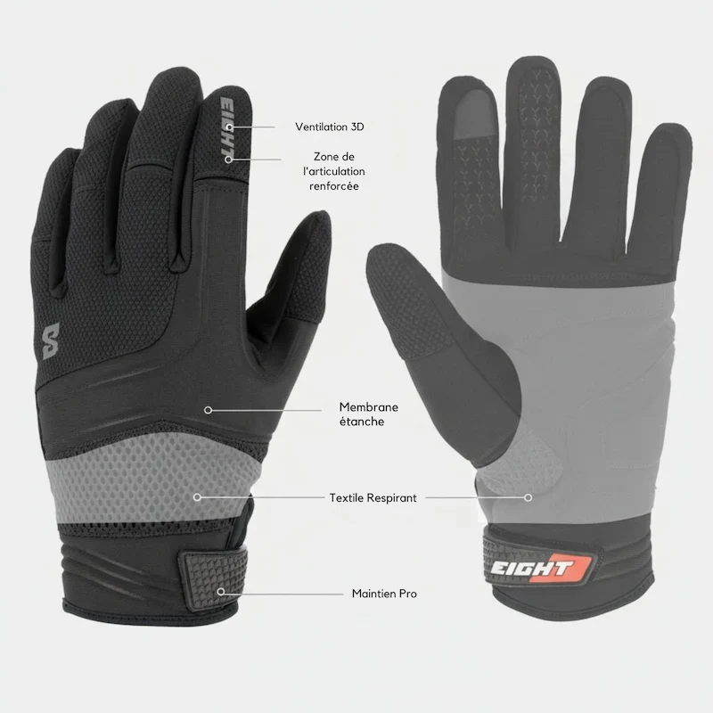 Gants Moto Mi-Saison Homologués étanche et respirant - SKINO™