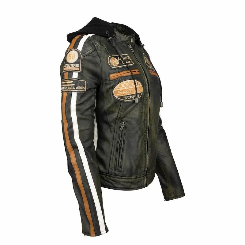 Blouson cuir moto rétro chic pour femme | LEGENDARY 58™