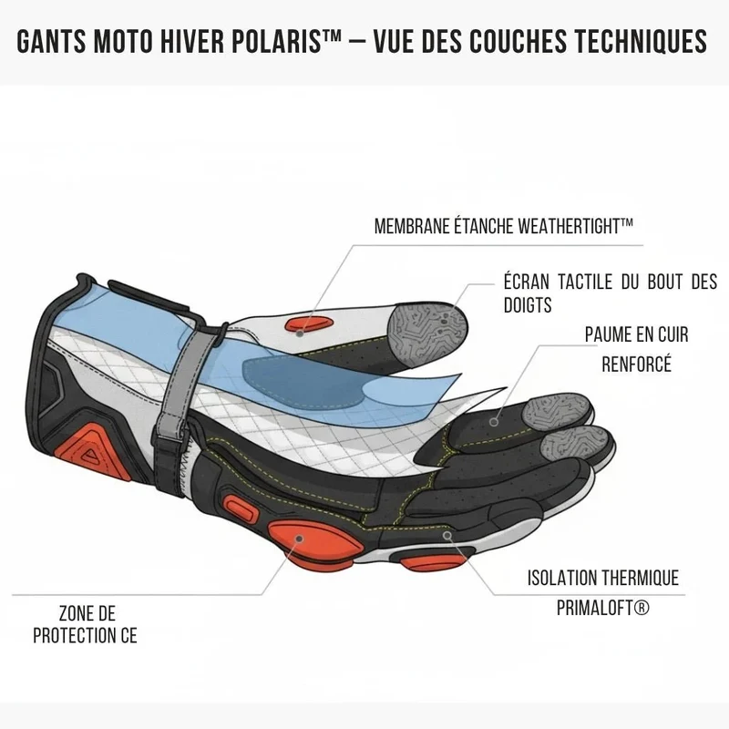 Gants Moto Hiver 100% Imperméable et respirant - POLARIS™ ( homologués )
