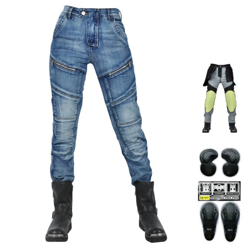 Jeans Moto Femme Kevlar & Protections Niveau 2 – LOONGBIKE™ 4Rider