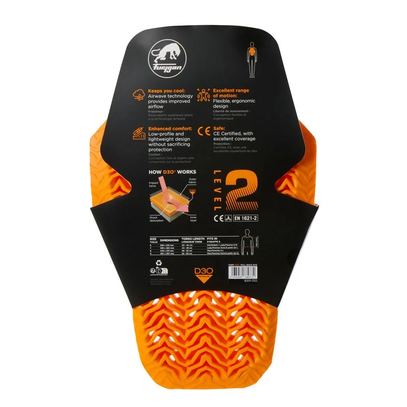 Dorsale moto Niveau 2 |Furygan Full Back D3O® Evo