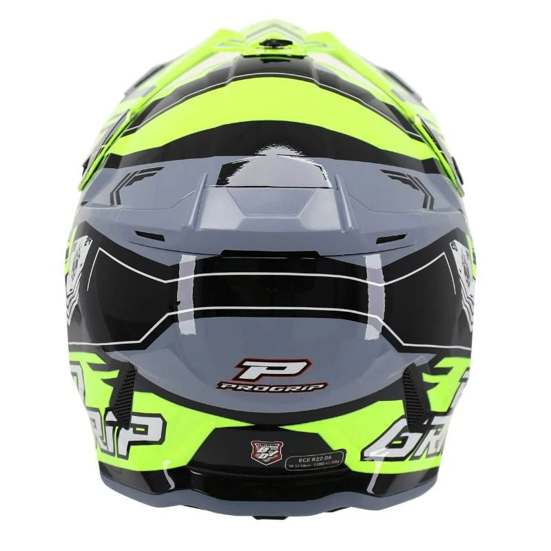 Casque Cross PROGRIP Adulte 3080 SPIRITS - Jaune Fluo/Gris