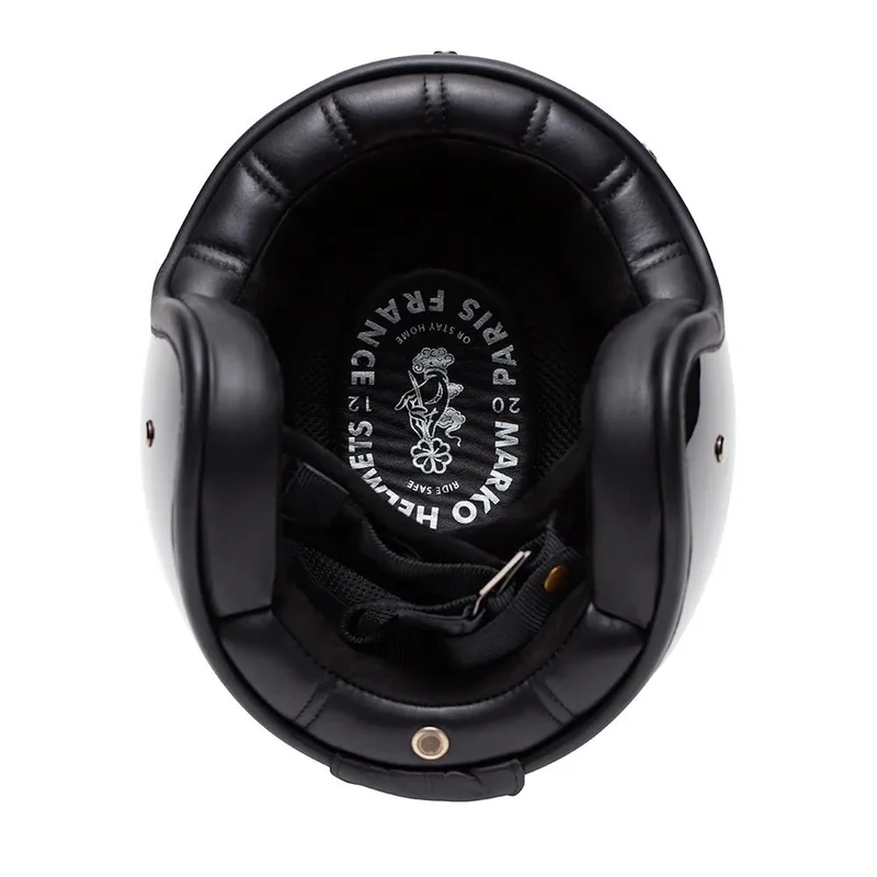 Casque Jet Néo-Rétro Noir brillant paillette | Marko THE CLASSIC