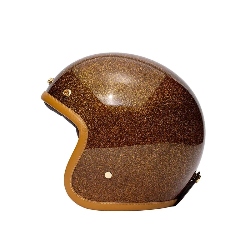 Casque Jet Vintage en Fibre | Marko CLASSIC Marron pailleté