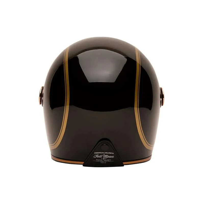 Casque Moto Vintage Intégral | MARKO Noir Brillant & Or
