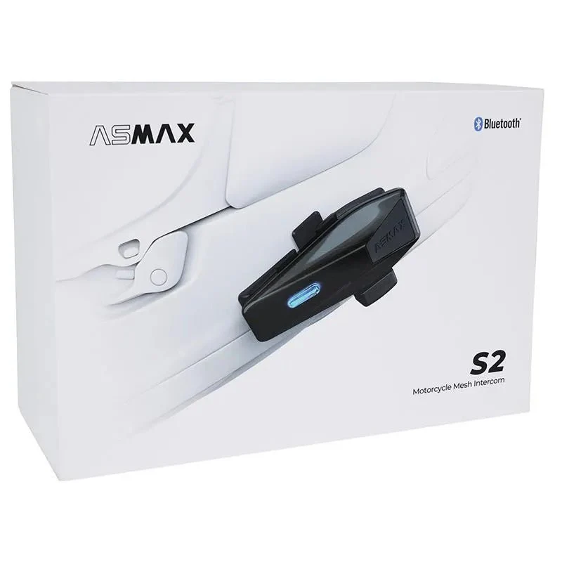 Intercom Moto ASMAX S2 – Bluetooth 5.4 - 8 Pilotes -15km- IP67