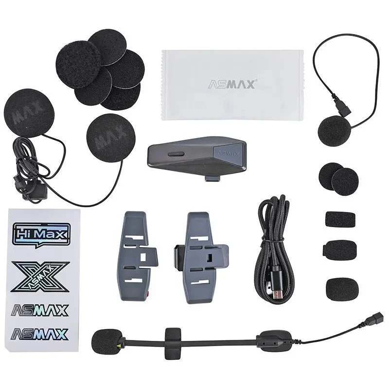 Intercom Moto ASMAX S2 – Bluetooth 5.4 - 8 Pilotes -15km- IP67