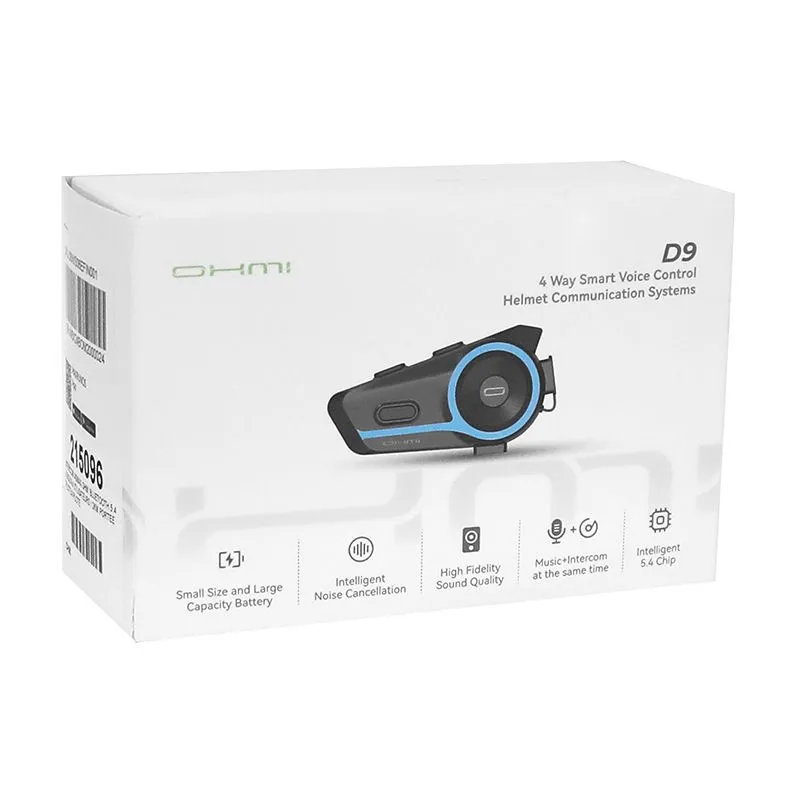 Intercom Moto Bluetooth 5.4 - ASMAX OHMI D9 | 6 Pilotes & 2 km