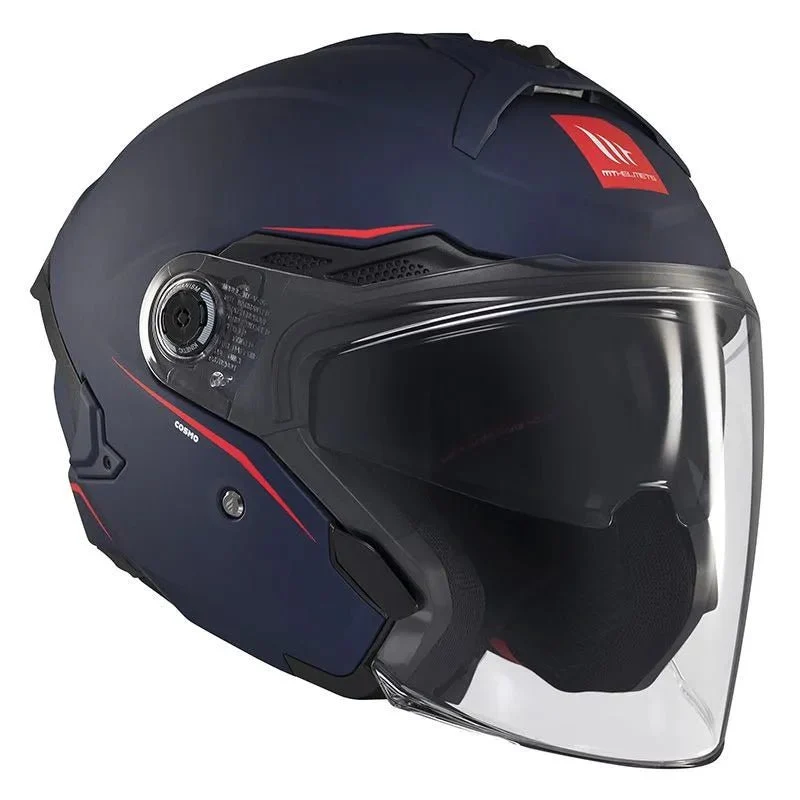 Casque jet moto double écran - COSMO Bleu Nuit