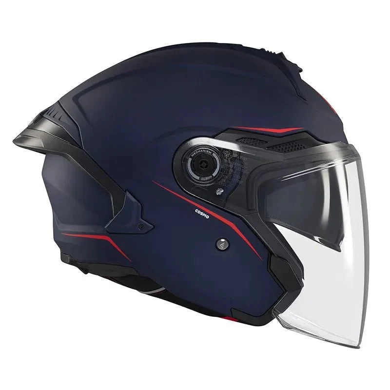Casque jet moto double écran - COSMO Bleu Nuit