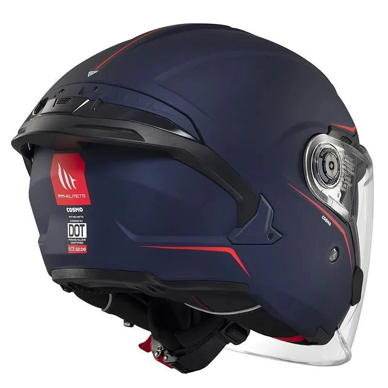 Casque jet moto double écran - COSMO Bleu Nuit