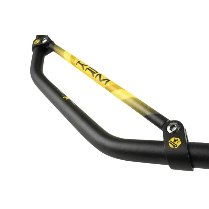 Guidon moto 22.2 mm + barre de renfort | KRM PRO RIDE ALU NOIR/JAUNE