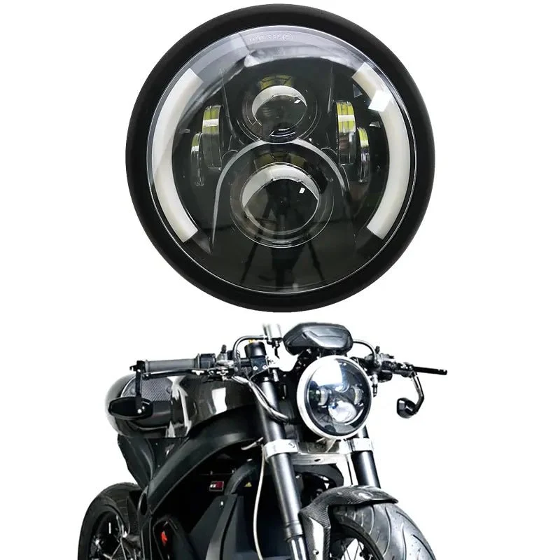 Phare rond moto LED avec clignotant 7.5 "