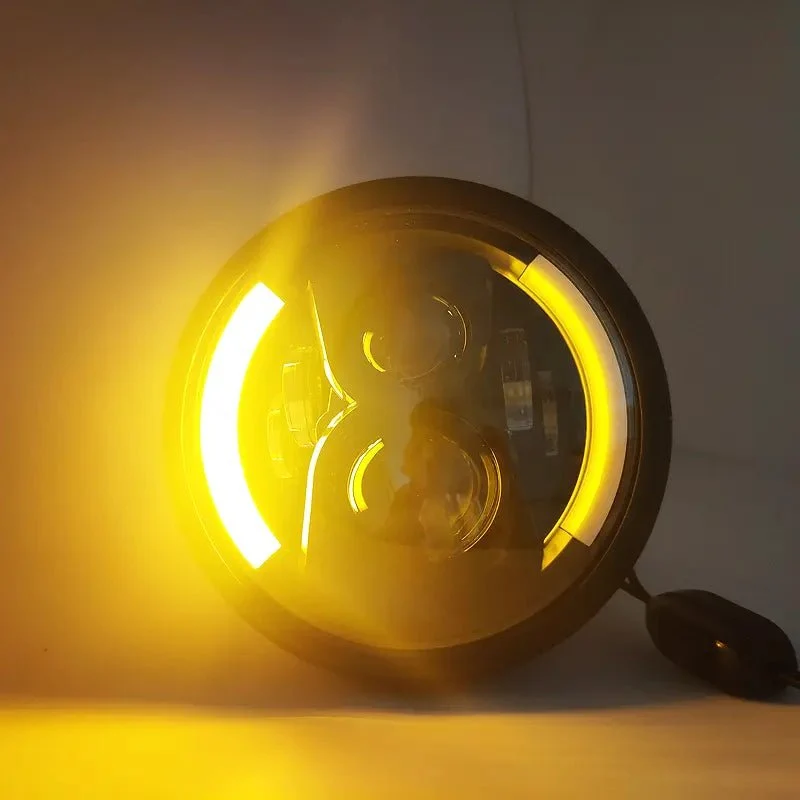 Phare rond moto LED avec clignotant 7.5 "