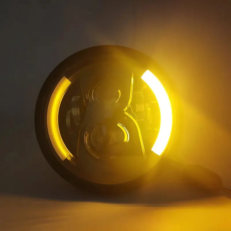 Phare rond moto LED avec clignotant 7.5 "