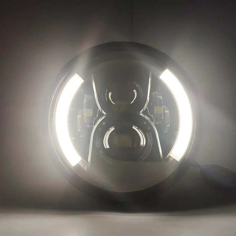 Phare rond moto LED avec clignotant 7.5 "
