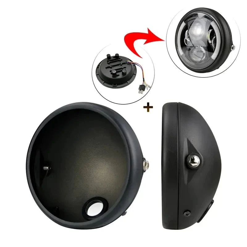 Phare rond moto LED avec clignotant 7.5 "