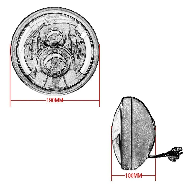 Phare rond moto LED avec clignotant 7.5 "