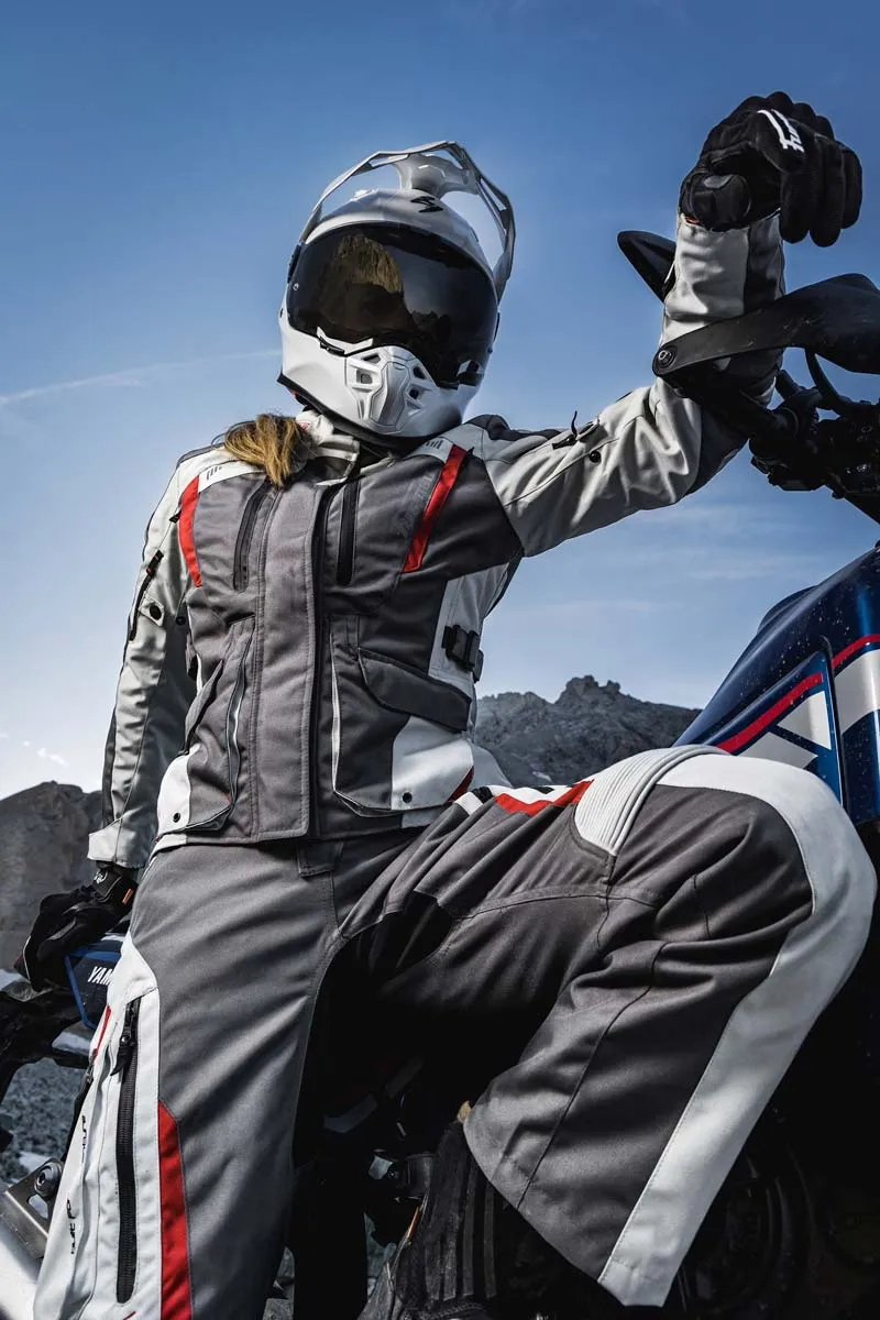 Pantalon Moto Femme Furygan KILLINGTON LADY Gris-Pearl-Rouge — CE AA