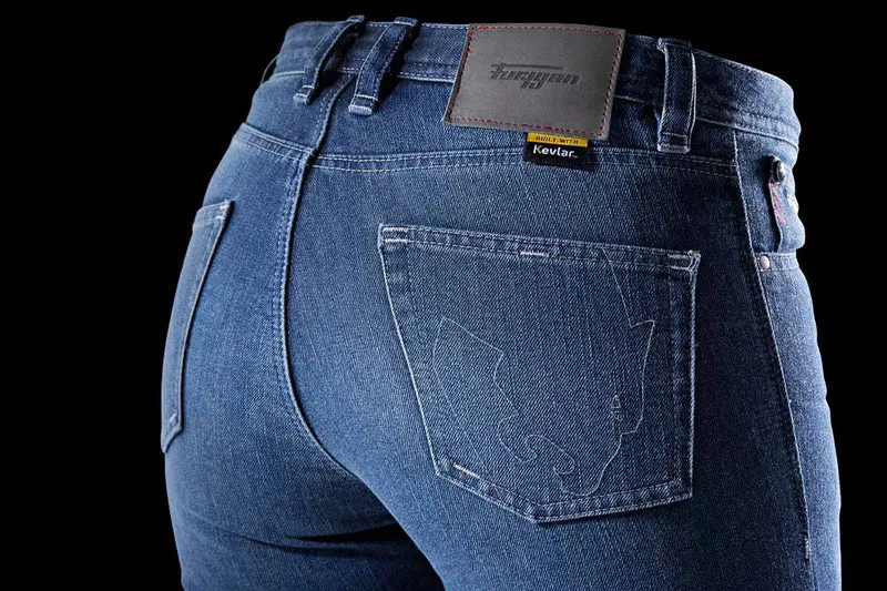 Pantalon Moto Femme Furygan KATE X KEVLAR® STRAIGHT Blue — CE AAA | Été