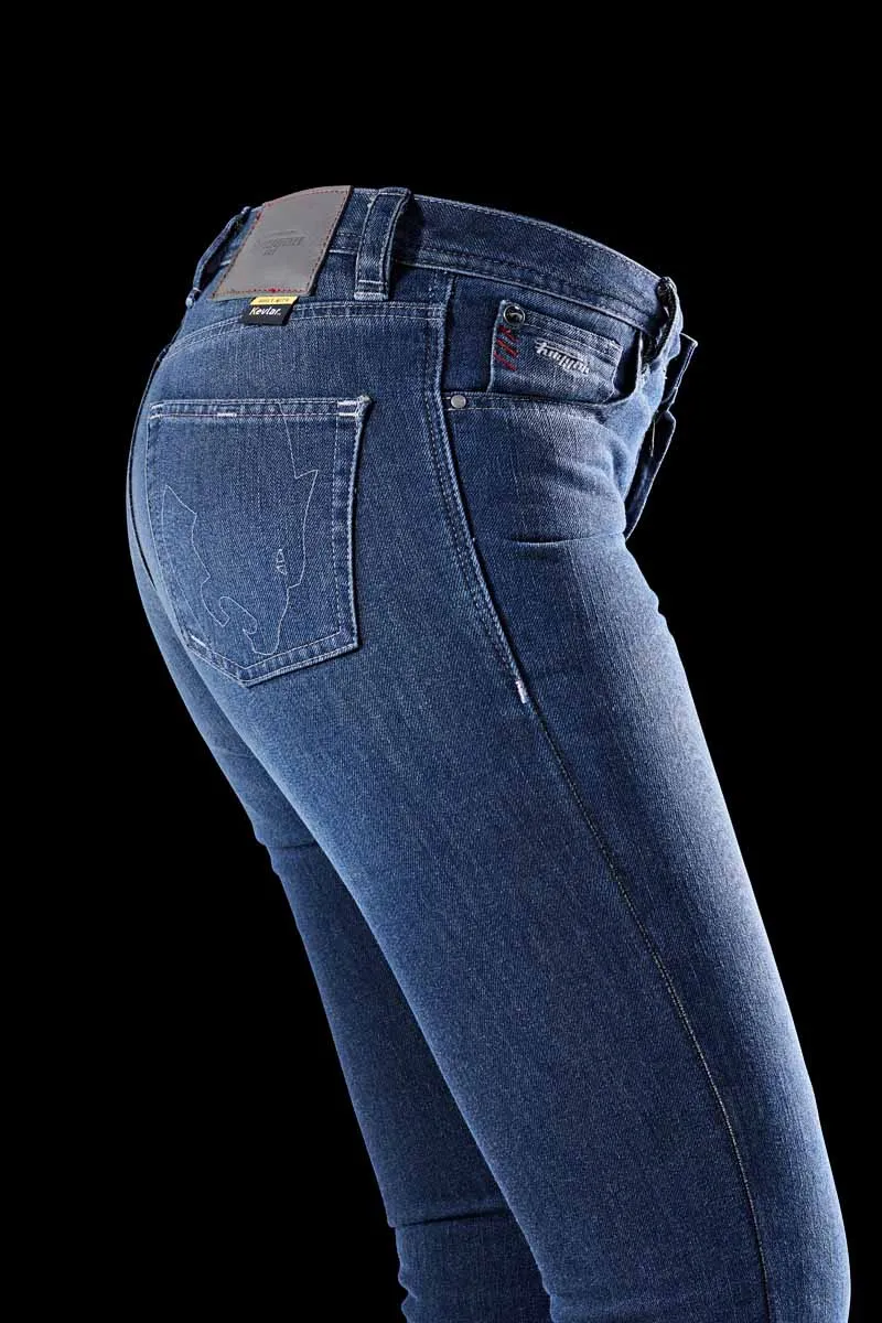 Pantalon Moto Femme Furygan KATE X KEVLAR® STRAIGHT Blue — CE AAA | Été
